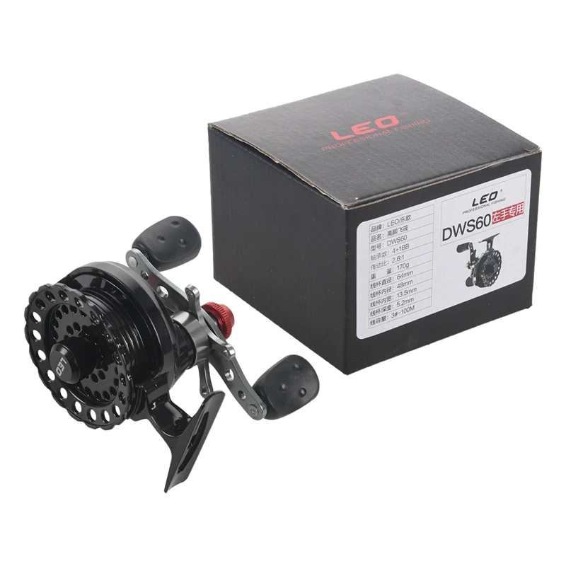 A57T LEO DWS60 4 + 1BB 2.6:1 65MM Fly Fishing Reel Wheel with High Foot Fishing Reels Left Hand Fishing Reel Wheels