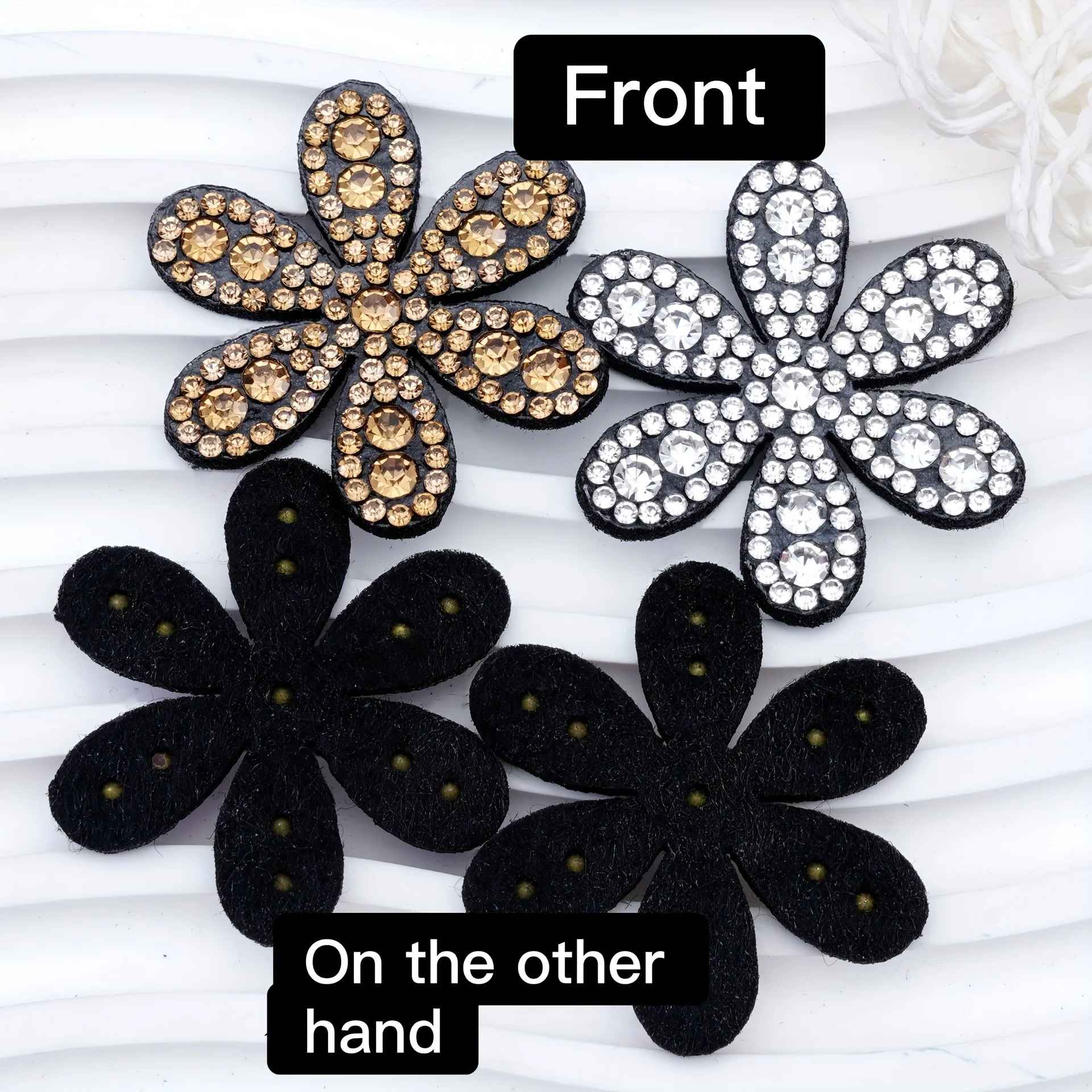 แผ่นปะ6ชิ้นลายดอกไม้กลีบดอกไม้6ชิ้นริบบิ้นดอกไม้สีสันสดใสสำหรับซ่อมเสื้อผ้ากางเกงยีนส์กระเป๋าหมวกและเครื่องประดับ DIY