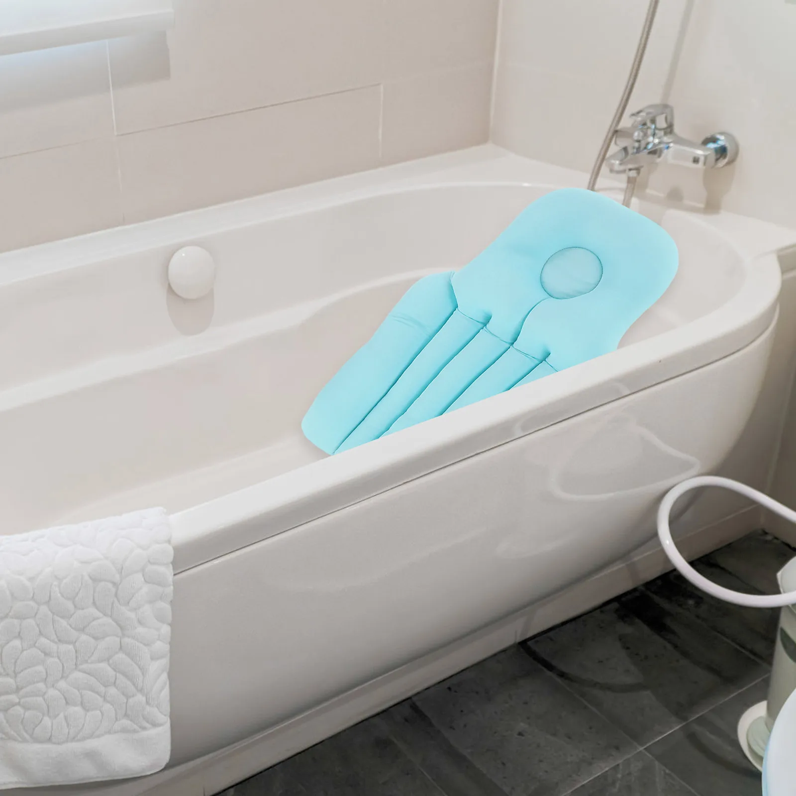

Foldable Bathtub Cushion Adult Bath Accessories Durable Polyester Comfortable Backrest Easy Storage Space Saving Home Travel
