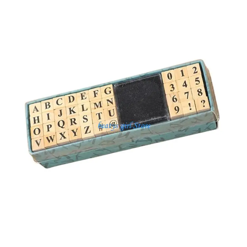 C7AB Multipurpose Wooden Stamp Pack 40 Characters For Office School And DIY Projects