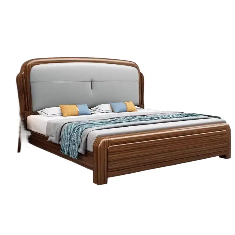 

Ebony new Chinese-style all-solid wood generation simple light luxury master bedroom