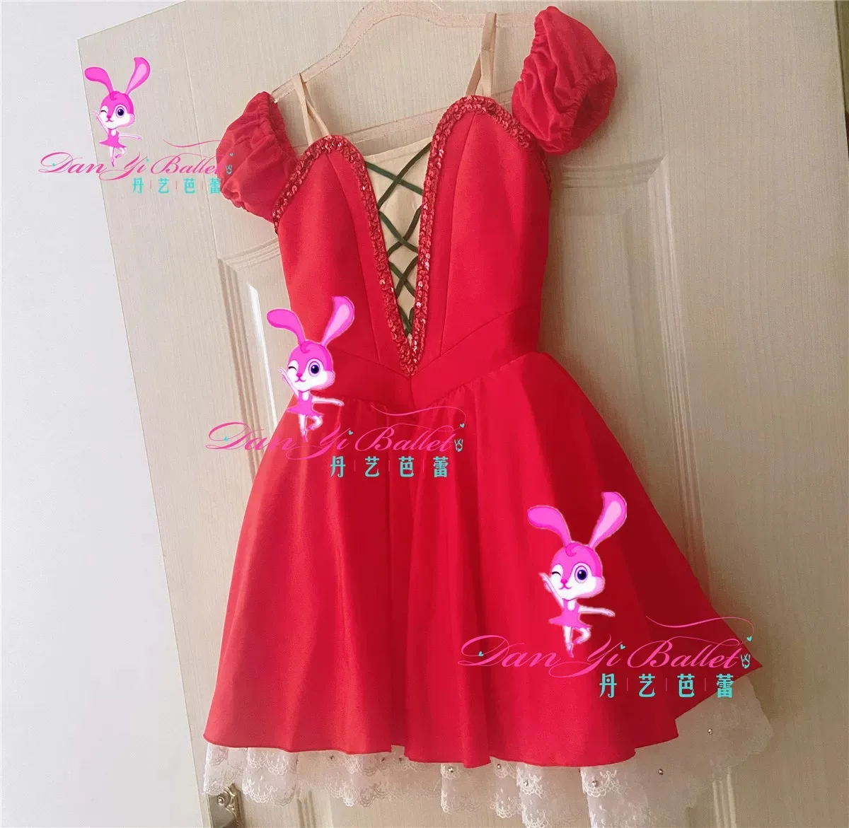 Traje de ballet para niños, disfraz de director de rábano, vestido de competición, vestido de gasa rojo, personalizado profesionalmente