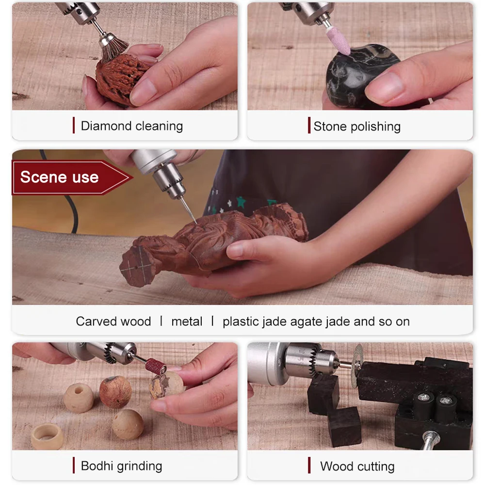 P500-3 Mini Hand Electric Drill 0.3-4mm Portable Stepless Speed Regulation Electric Drill Grinder Engraver Pen Polishing Machine