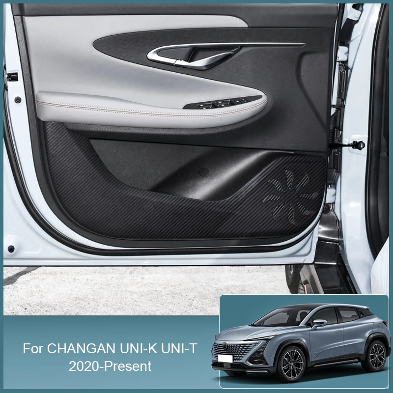 

4 шт. для CHANGAN UNI-K UNI-T 2020-2025, кожаная защитная пленка для дверей автомобиля, карбоновые наклейки, внутренние автоаксессуары