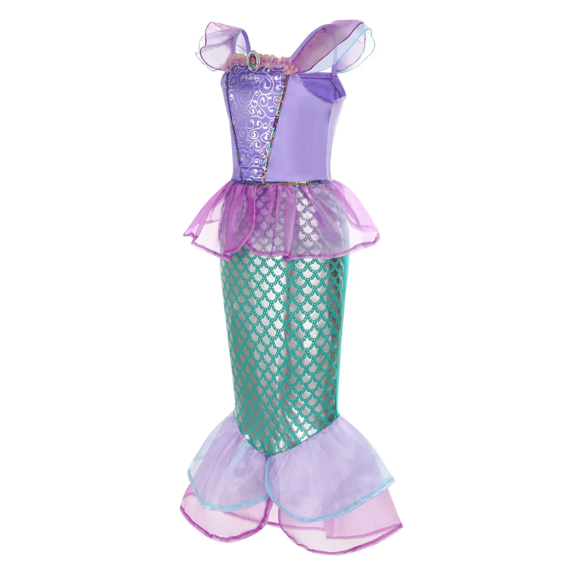 Disney Kid Purple Mermaid Dress Princess Costume Perform Clothes Baby Girl Birthday Party Christmas Cosplay Dress Suit for Girls image 4