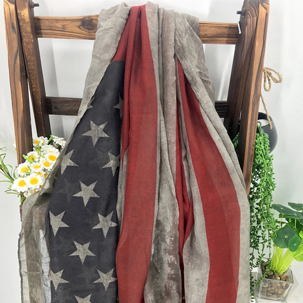 

2pcs American Flag Neck Scarf Women Lightweight Patriotic Shawl For 4Th Of July Independence Day Beach Party Accessory