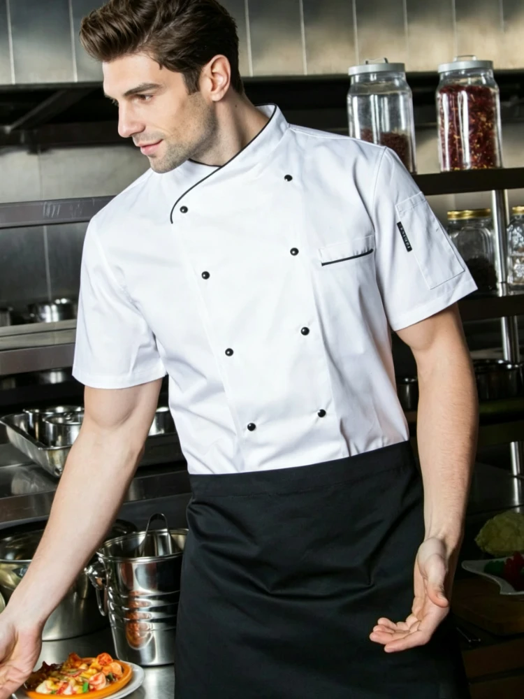 Kurzarm-Kochjacke, professionelle Kochuniform für Männer und Frauen, Hotelküche, Catering, Arbeitskleidung