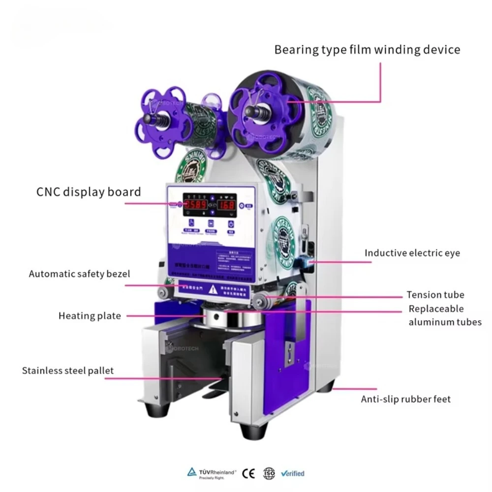 Automatic Bubble Tea Boba Cup Sealing Machine Plastic Cup Paper Cup Sealing Machine and Table Top Bubble Tea Sealer - view 5