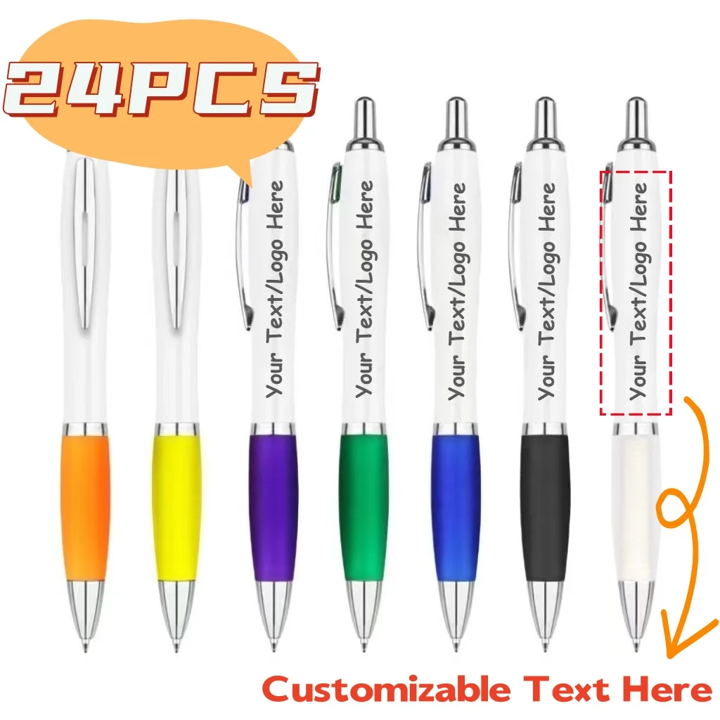 

24PCS Customizable Ballpoint Pens Plastic Promotional Writing Instruments for Business School Hotel & Conference Giveaways