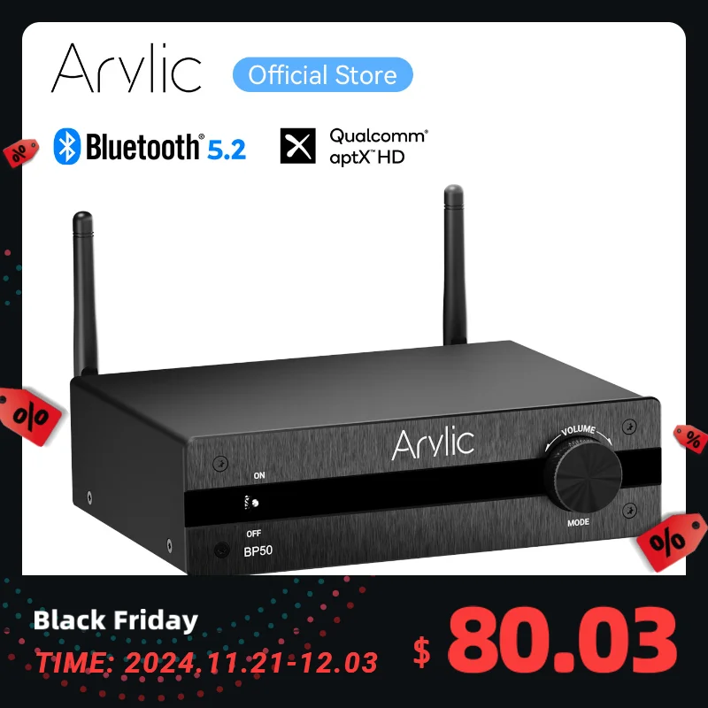 Arylic Bp50 Bluetooth Stereo Aptx Hd Audio Voorversterker Ontvanger 2.1 Kanaal Mini Class D Geïntegreerde Amp Voor Home Speakers