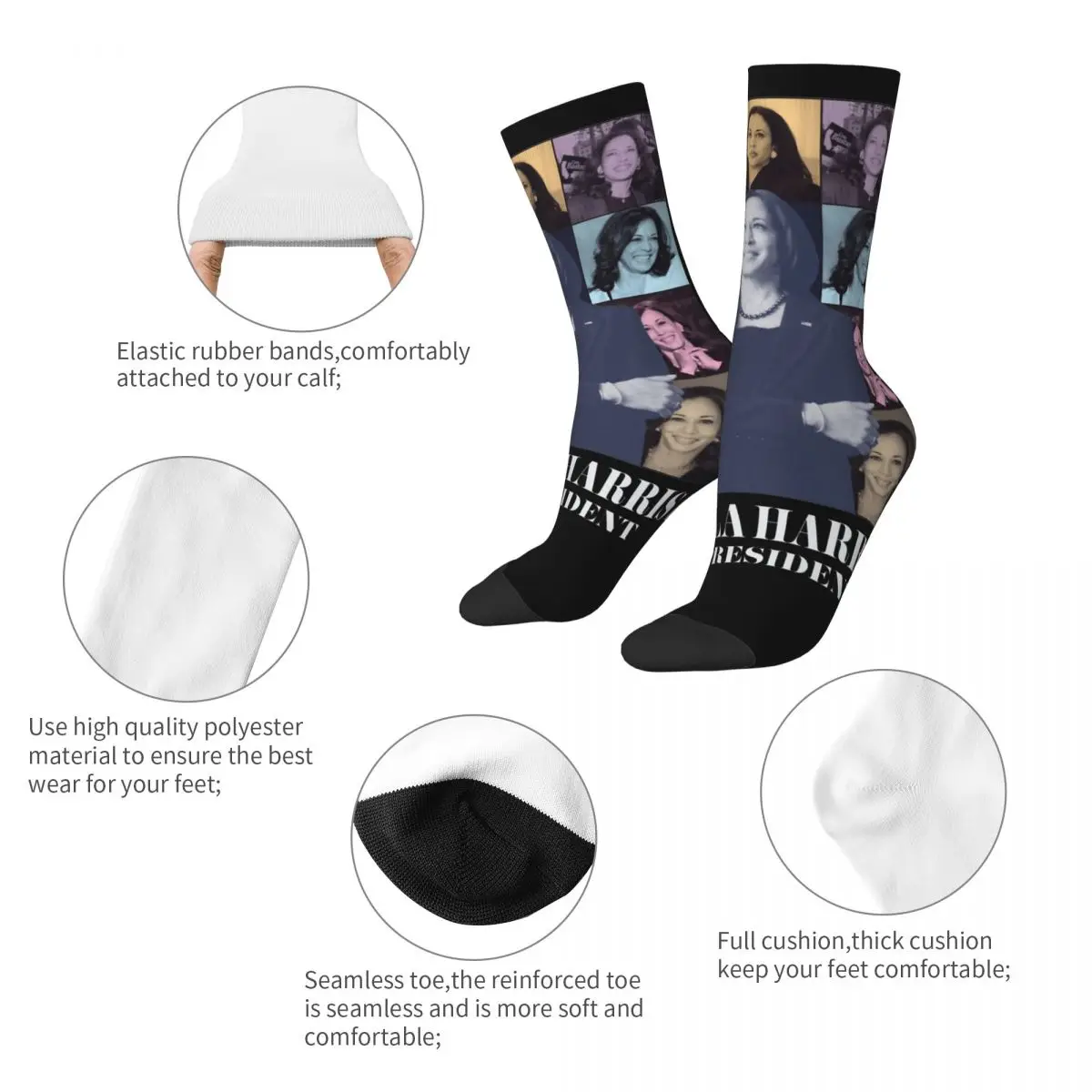 Winter Warm Hip-hop Men's Women's Kamala Harris The Eras Tour Socks Sweat Absorbing Basketball Socks