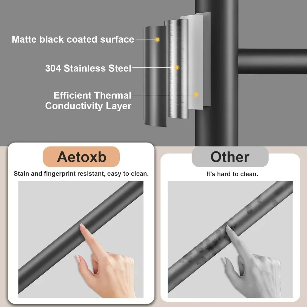 Towel Warmer, 5 Bars Heated Towel Racks for Bathroom, Electric Towel Drying Rack with LED Built-Up Timer, Wall Mounted Plug-in
