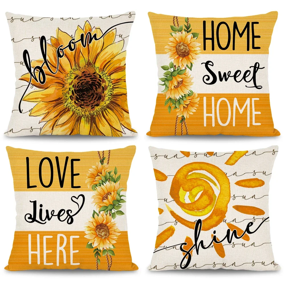 

Sunflower Patterns Series Pillowcase Sweet Home Summer Yellow Sunflower Flower Sunny Home Decor Autumn Throw Pillow