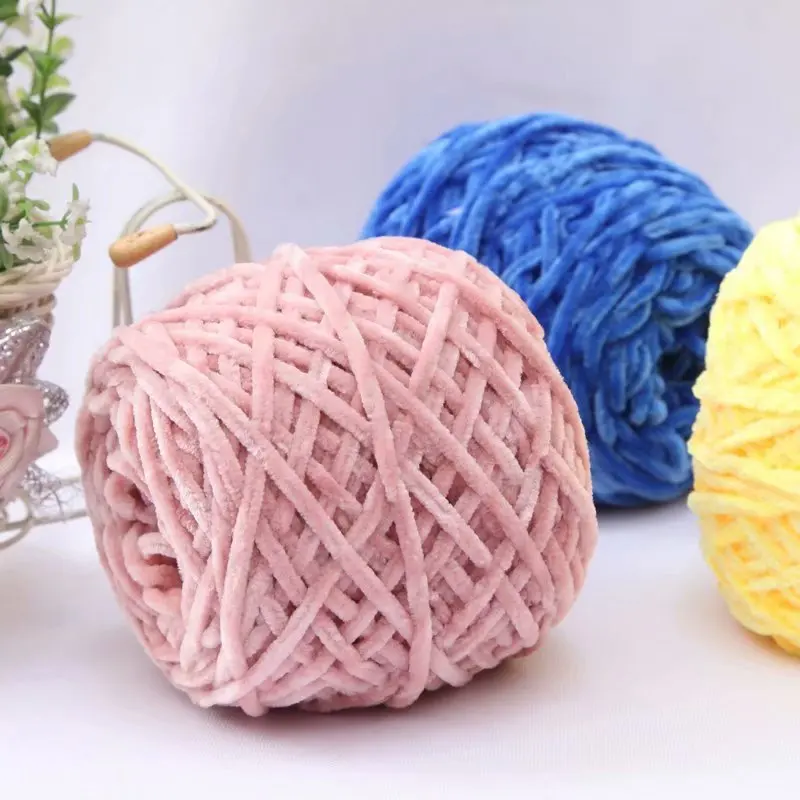 100g Velvet Yarn Soft Protein Yarn Silk Wool Baby Crochet Knitting Cotton Baby Wool DIY Sweater Chenille Yarn