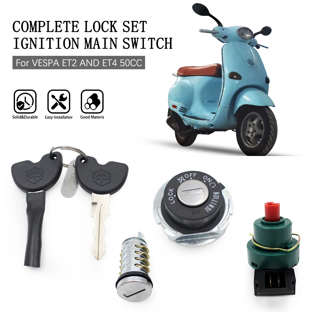 

Motorcycle Ignition Switch Lock Seat Lock GAS Fuel Tunk Cap Lock With Key Set For VESPA ET2 AND ET4 50CC