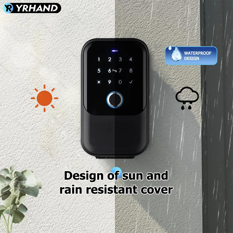 YRHAND TTlock password Smart Fingerprint Digital card Inteligente Tuya Electronic Portable IP66 Lock Boxes For Smart Home