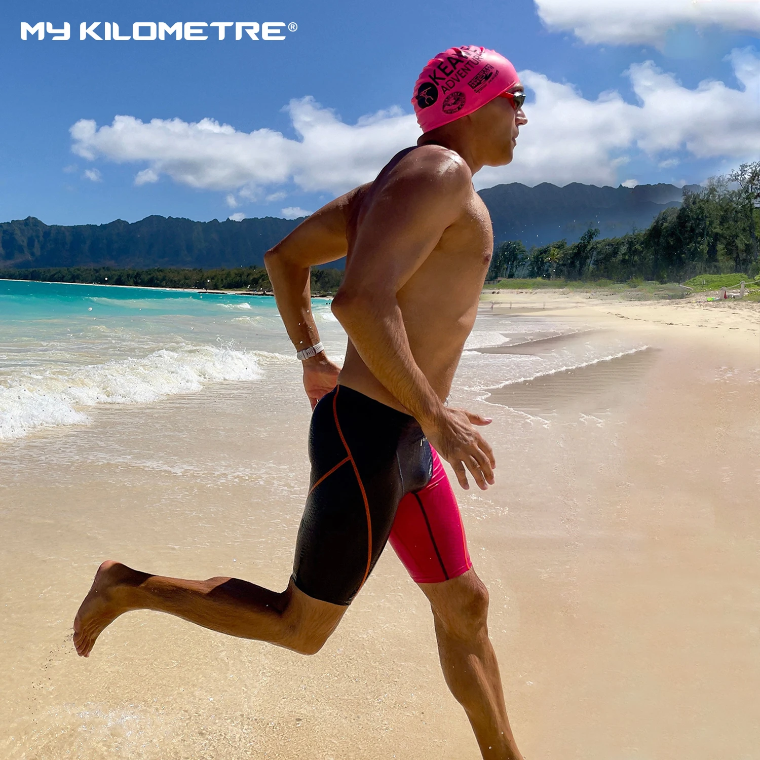 

MY KILOMETRE Men Competition Jammer Strong Chlorine Resistance Training & Racing Water-Shedding Quick-Dry Woven Fabric