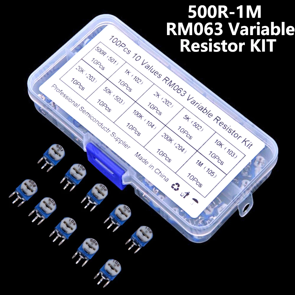 

10Values 500R-1M 100PCS RM063 Variable Resistor KIT 1K 10K 100K 1M 2K 20K 200K 5K 50K 500R