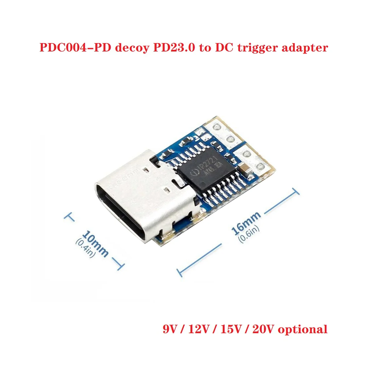 PDC004-PD Decoy Module PD23.0 To DC DC Trigger Extension Cable QC4 Charger Type-C PD Decoy (9V)