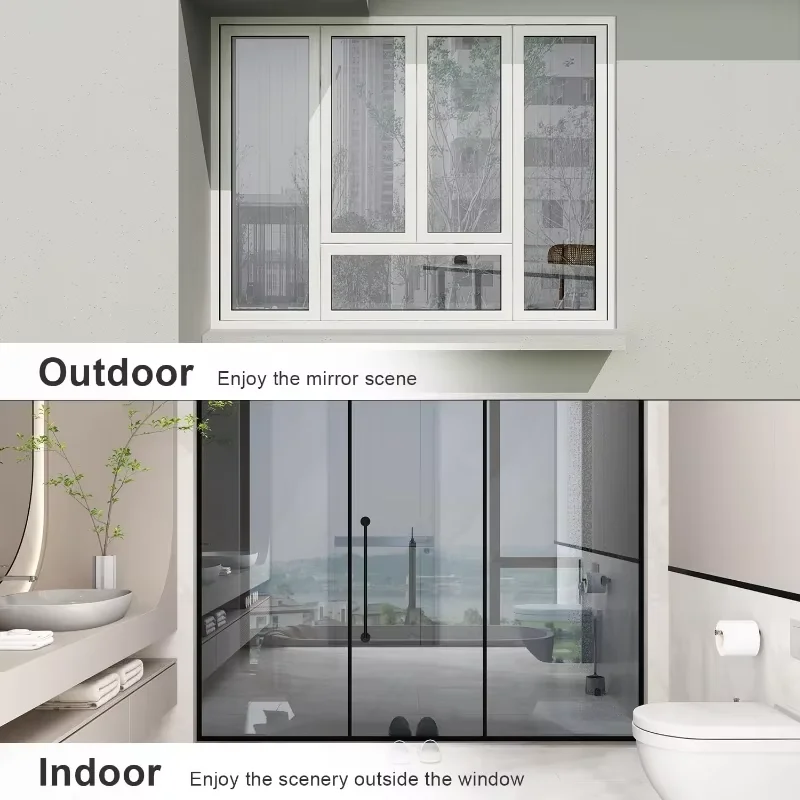 Fenster-Sichtschutzfolie Einseitig Tageslicht-Blockierende Statische Fensterfolie Sonnenschutz Anti-UV Reflektierende Spiegelfolie für Zuhause und Büro – Detail 4