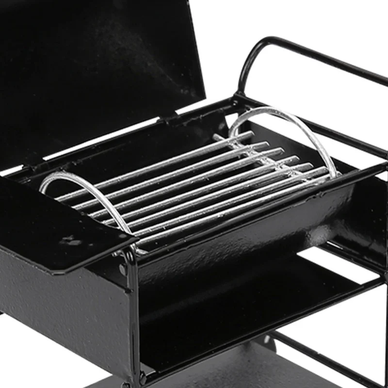ドールハウスアクセサリー ミニBBQラック 手押し車 キッチンシミュレーションオーナメント 1:12