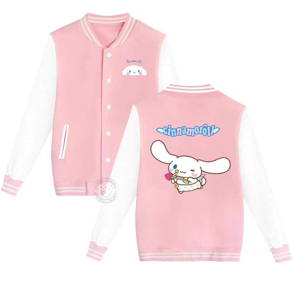 Sanrio Clothing Kids 2-14 years old Fall/Winter jacket baseball uniform Boys Girls Cartoon Big Ear Dog print thick warm cardigan