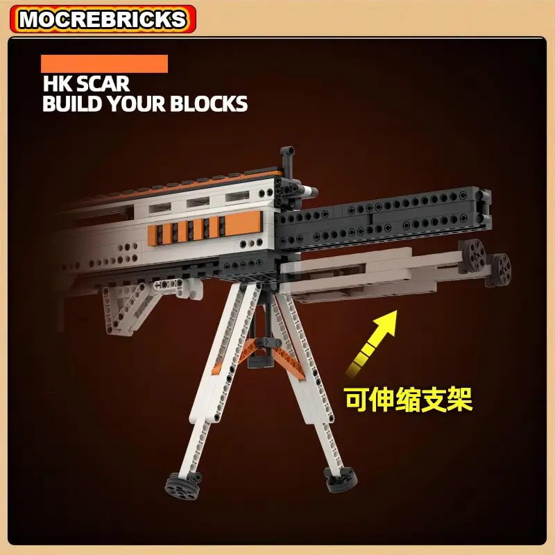 MOC-Automatic Battle Rifle Gun Building Block Brinquedos para Crianças, Blaster, Launcheable, Shell, Jogando, Presentes de Natal, Model Bricks Sets