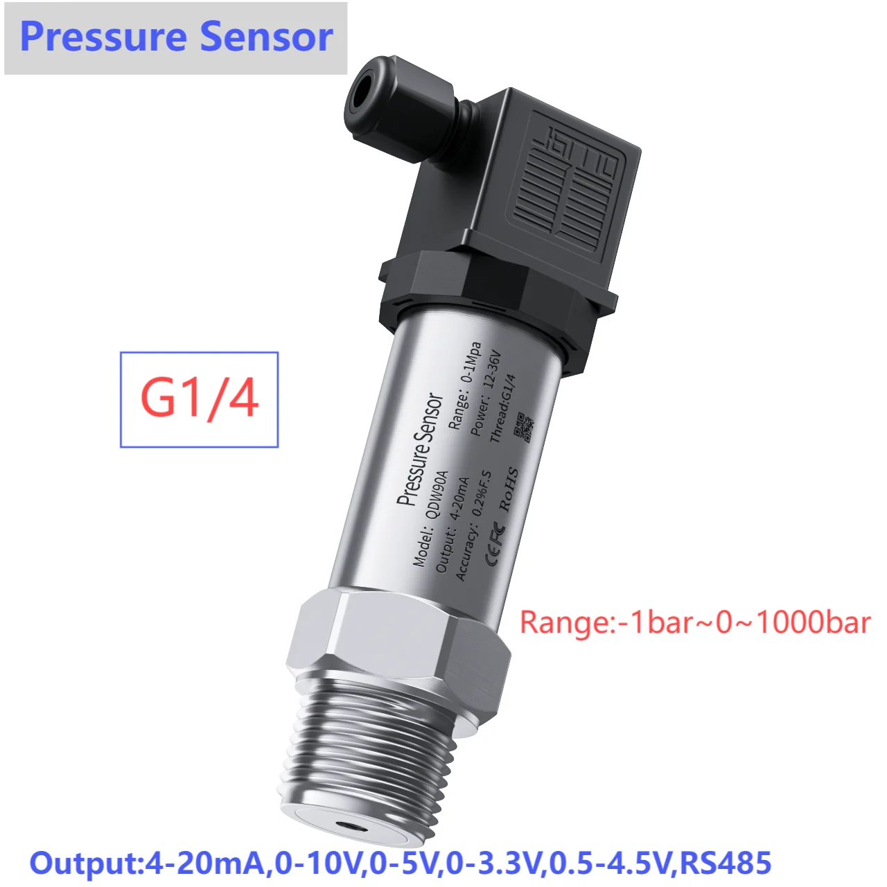 G1/4 pressure transmitter hydraulic 1Mpa 1.5Mpa 5Mpa 8Mpa 15Mpa pressure sensor for water gas oil liquid pressure transducer