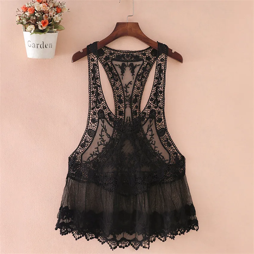 2022 Fashion Sexy Women Bohemian Blouse Solid Lace Tank Summer Outfits Lady Suspender Tanks Mesh Tops Waistcoat Bottomings 1830