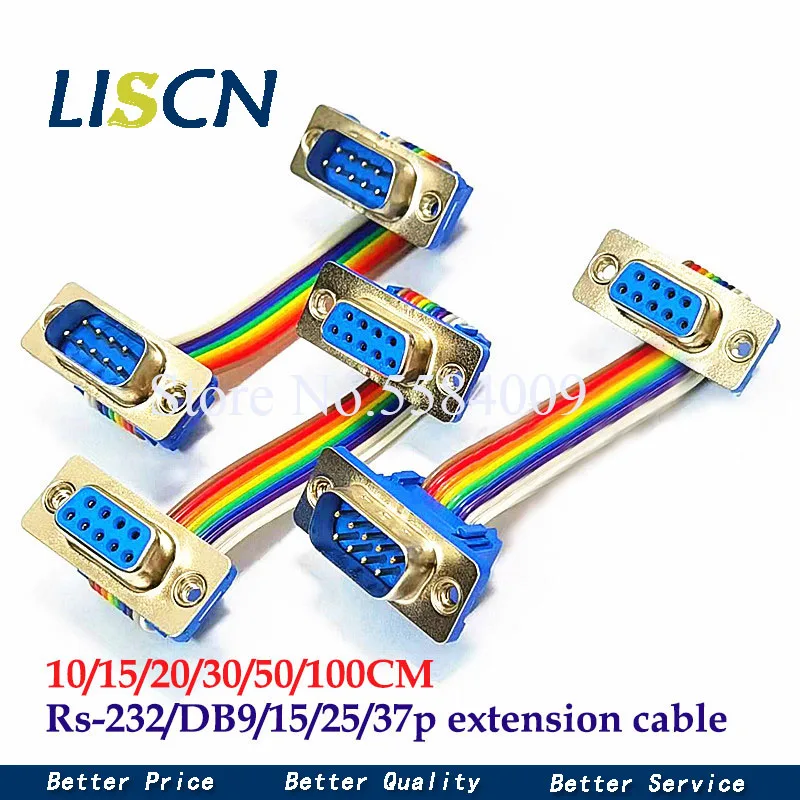 1szt D-SUB DIDC 9 15 25 37Pin DB9 DB15 DB25 DB37 Kabel męski żeński D-SUD adapter złącza portu szeregowego RS232 COM Przedłużacz kabla