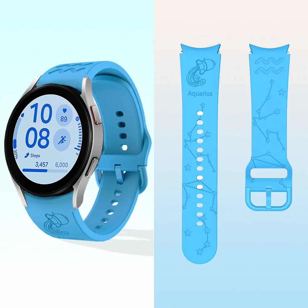 Aquarius Watch Band for Samsung Galaxy Watch EF 12 Constellations Engrave Strap Fit for Samsung Galaxy Watch 4 5 6 7 44mm 40mm