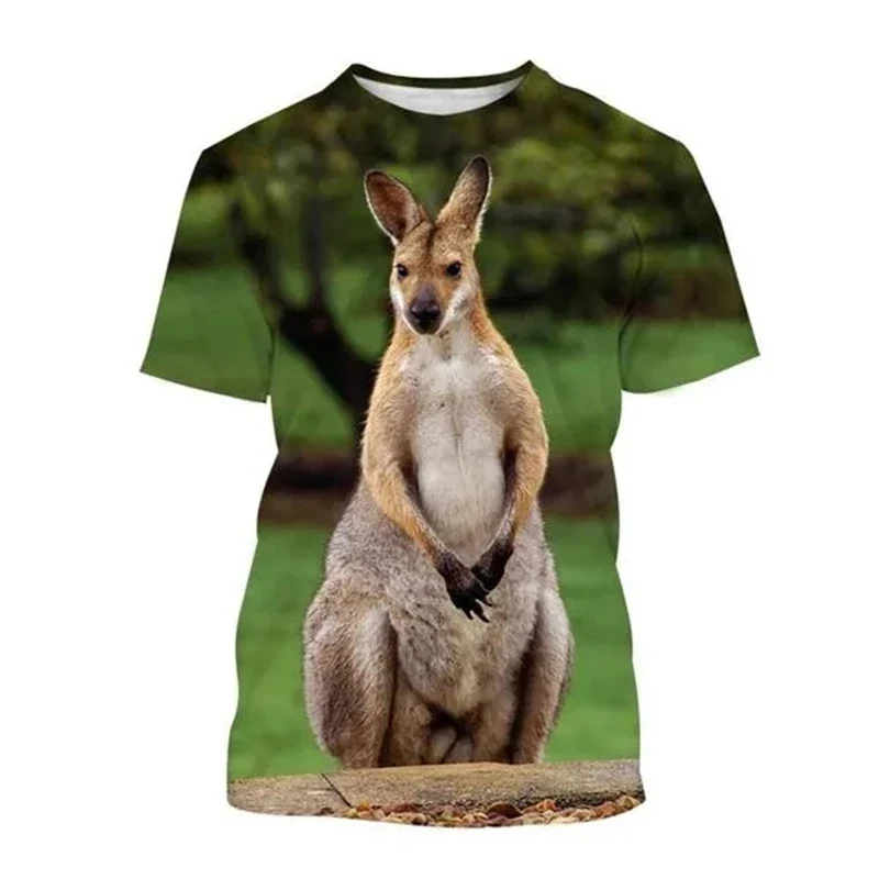 Funny Kangaroo T-Shirts Animal 3D Print Streetwear Men Women Fashion Oversized Short Sleeve T Shirt Kids Tees Tops Man Clothing