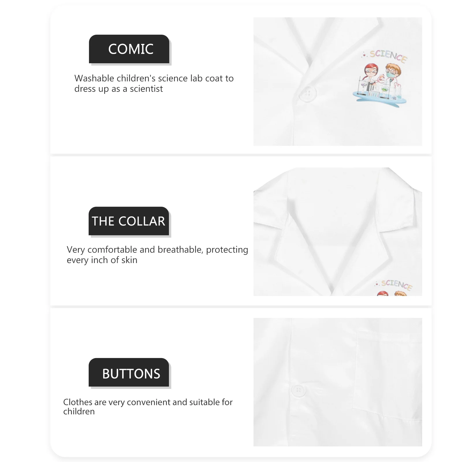

Kids Scientist Costume Washable Polyester Lab Coat Lovely Party Cosplay Fun Accessory Boys Trench Coat Kids Costume