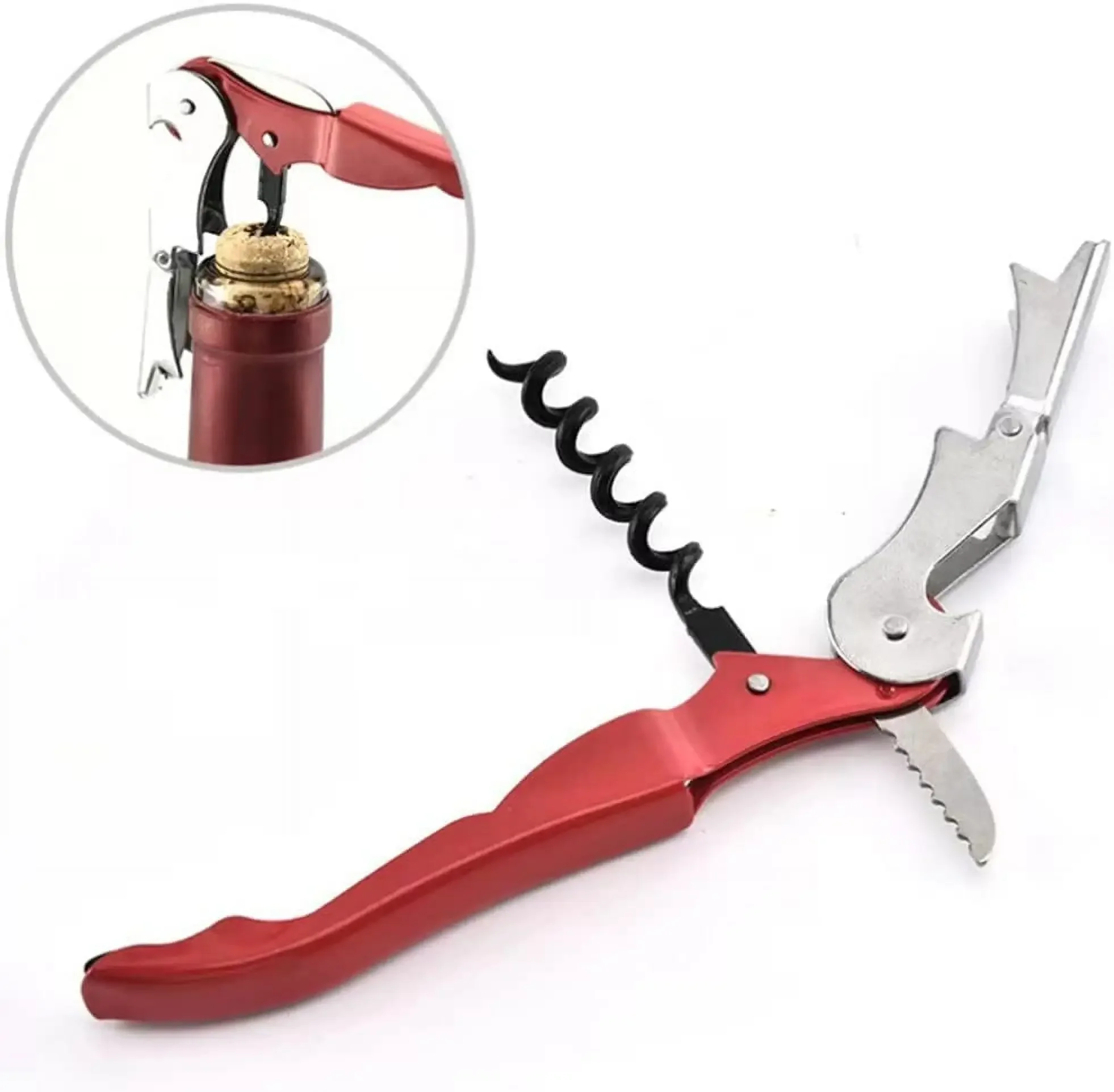 1pc Premium Edelstahl Wein Flasche Opener Multifunktionale Flaschenöffner Wein Korken Schraube Korkenzieher Bier Kappe Entferner bar – Detail 10