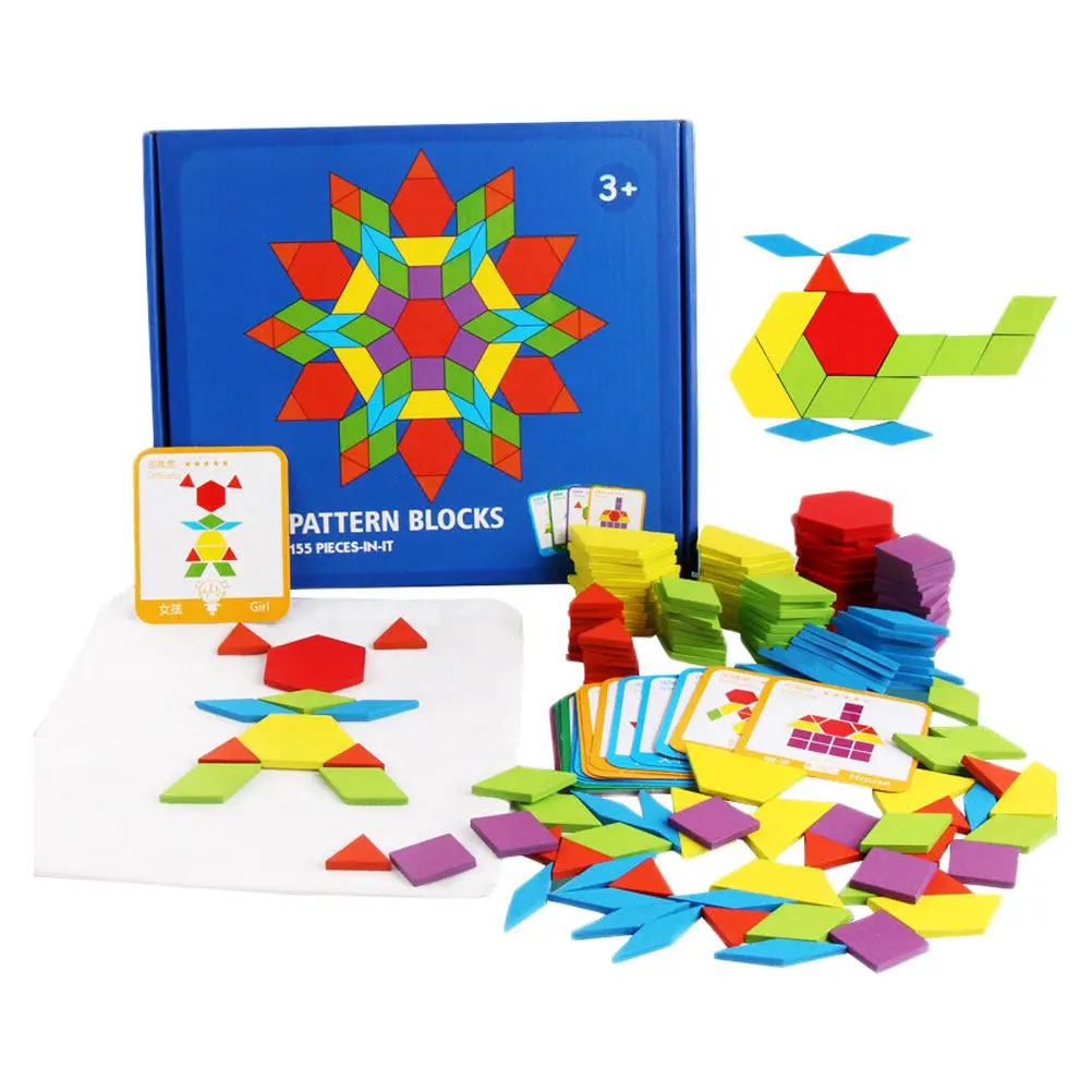 

155 ярких разноцветных деревянных геометрических пазлов для малышей: сортировка по форме, сопоставление цветов, развитие моторики, раннее обучение