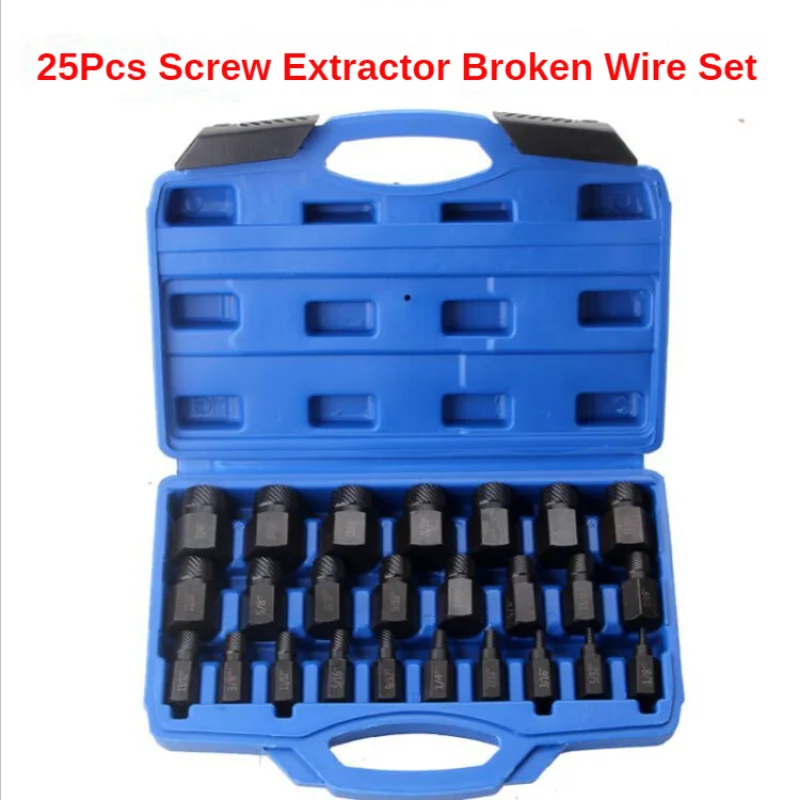 

25Pcs Broken Screw Extractor Wire Set Bright Finish for Spiral 3/8 21/32inch Screw Extractor/ Drill Bit Set Home