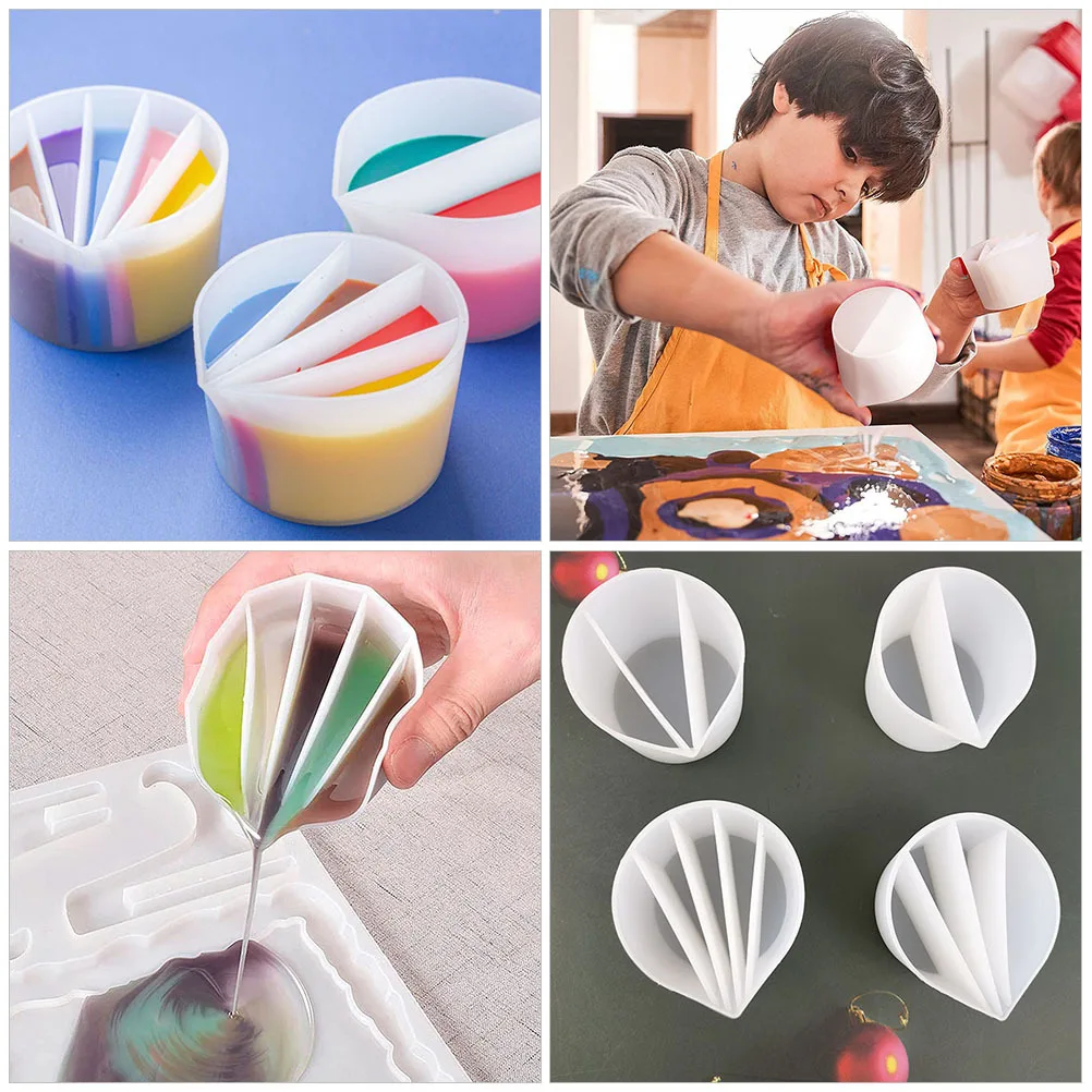 4pcs Silicone Mixing Cups For Resin Art Diy Epoxy Crafts Pigment Holder Color Mixing Cup Practical Tool Kit Jewelry Making