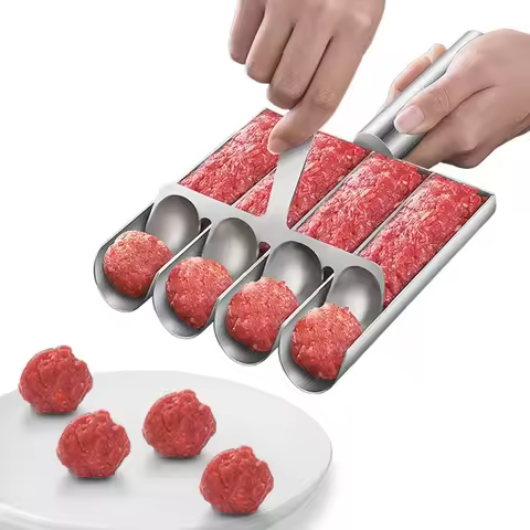Easy-Release Non-Stick Meatball Maker Set-Manual Meatball Spoon for Effortless Fish Balls-Ideal Kitchen Tool for Home Cooking