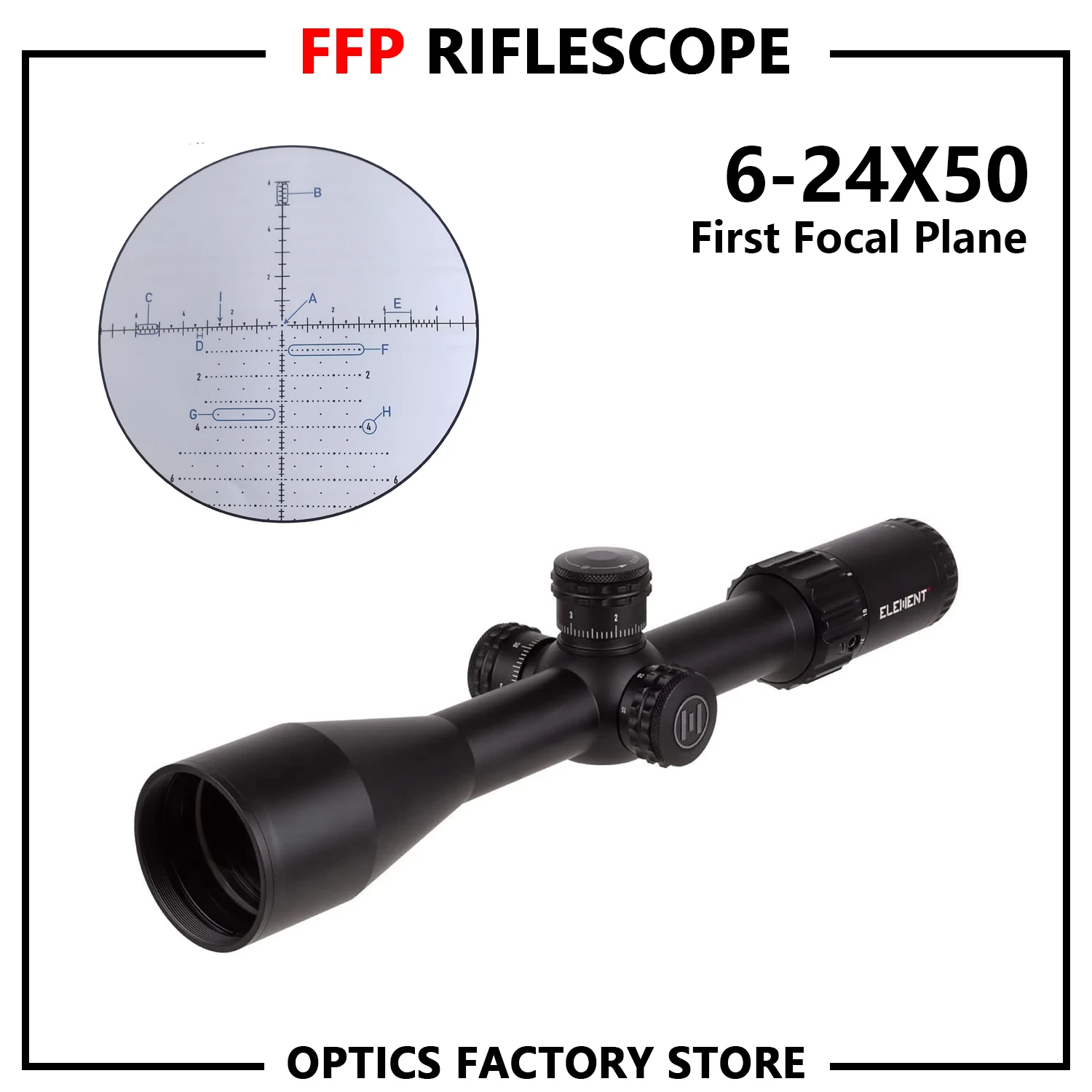 

Element Helix Rifle Scope 6-24x50 FFP 30mm Tube MOA Reticle Sniper Hunting Optics Riflescopes