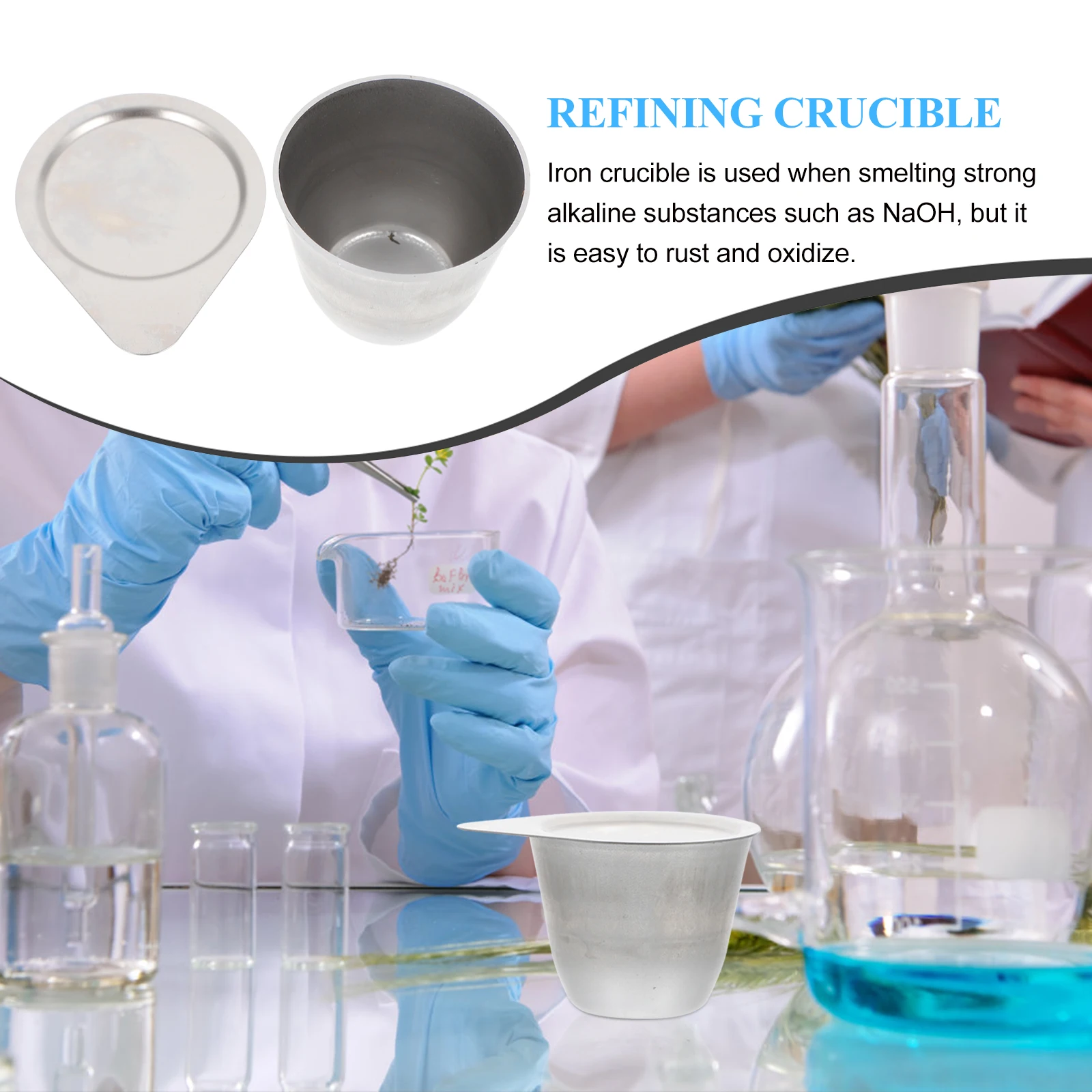 High Temperature Resistant Crucible Melting Laboratory Metal Cup Lid Multifunction Durable Iron Casting Refining Tool