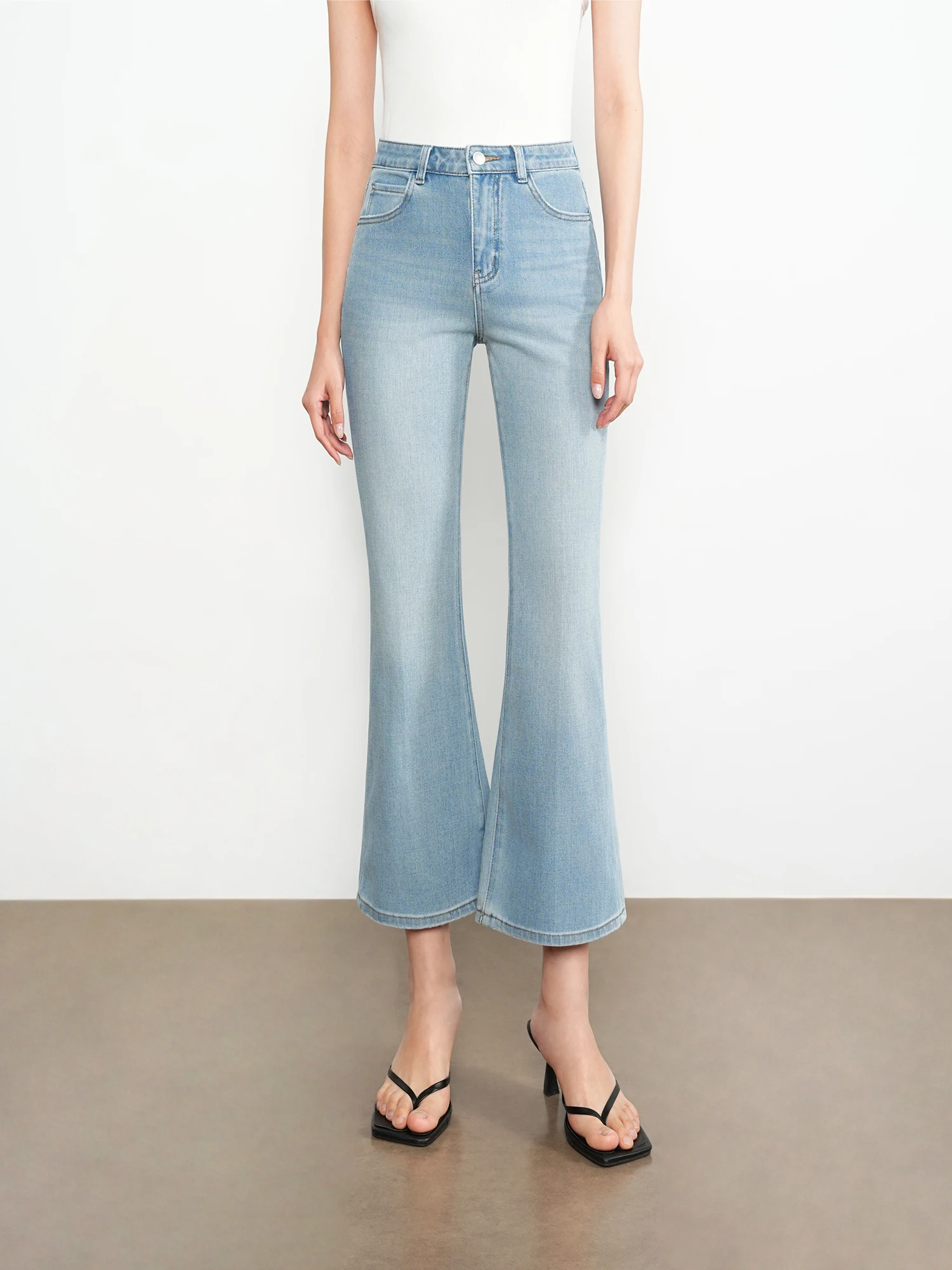 

High Waist Slim Fit Straight Leg Micro Flared Jeans Women's Four Way Stretch Cotton Denim Casual High Elastici Slimming Jeans