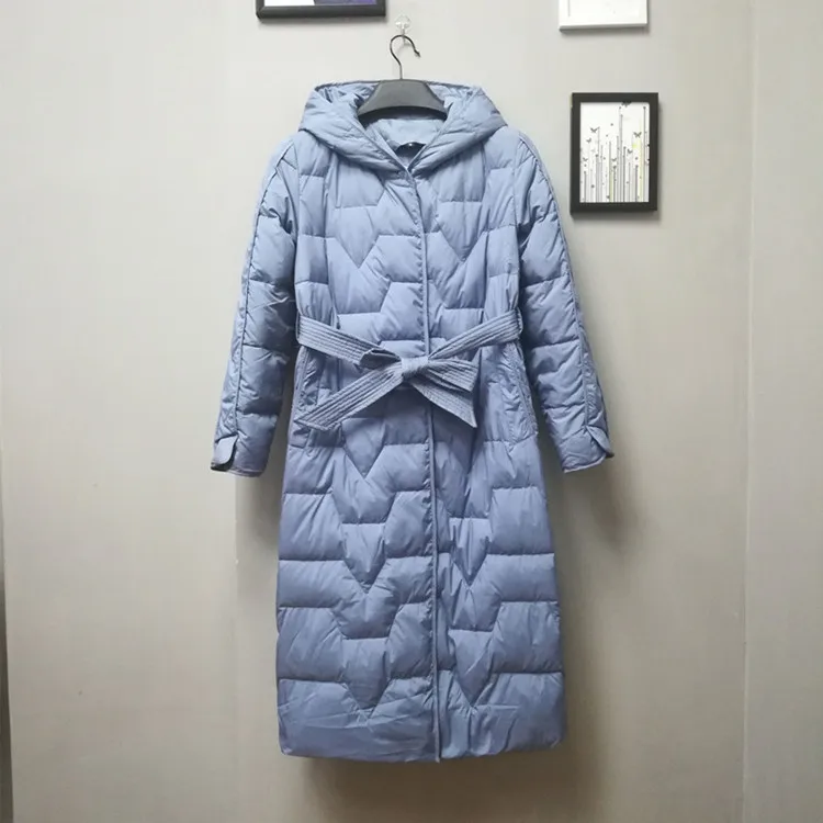 Doudoune mi-longue en duvet de canard blanc pour femme, manteau à capuche à lacets, parkas coupe-vent, chaud, style européen, automne, hiver, nouveau