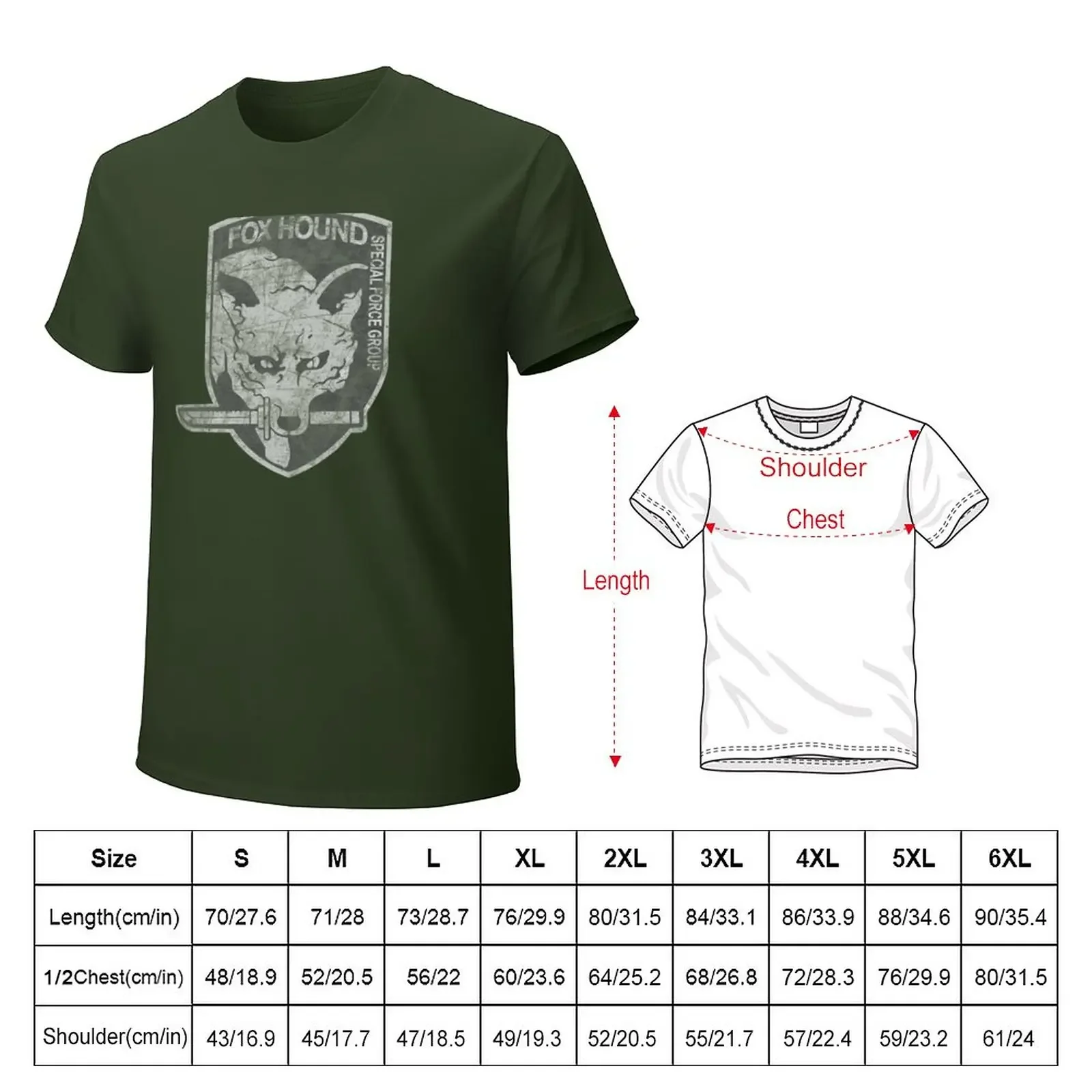 Battle Worn - Fox Hound Special Force Group T-Shirt Blouse kawaii clothes plus sizes mens plain t shirts