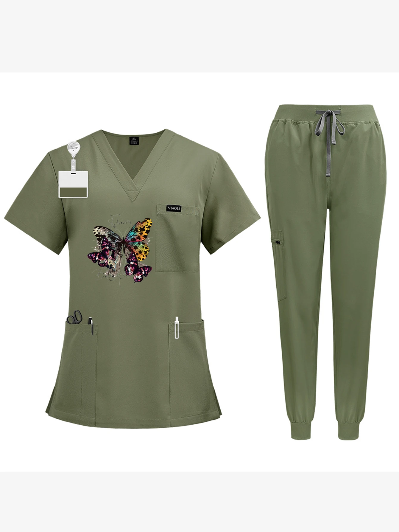 ชุดสครับแพทย์แขนสั้นสำหรับผู้หญิง สีใหม่ ลายพิมพ์แบบกำหนดเอง/DIY/พิเศษ สำหรับพยาบาล ศัลยแพทย์ ผู้ดูแลผิว ชุดป้องกันการติดเชื้อ