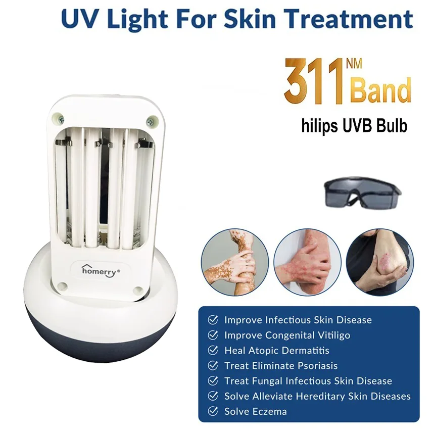 UVB Phototherapy เครื่องมือแคบ 311nm โคมไฟอัลตราไวโอเลต Treatment Vitiligo สําหรับโรคสะเก็ดเงินอุปกรณ์ Eczema Therapy โคมไฟ