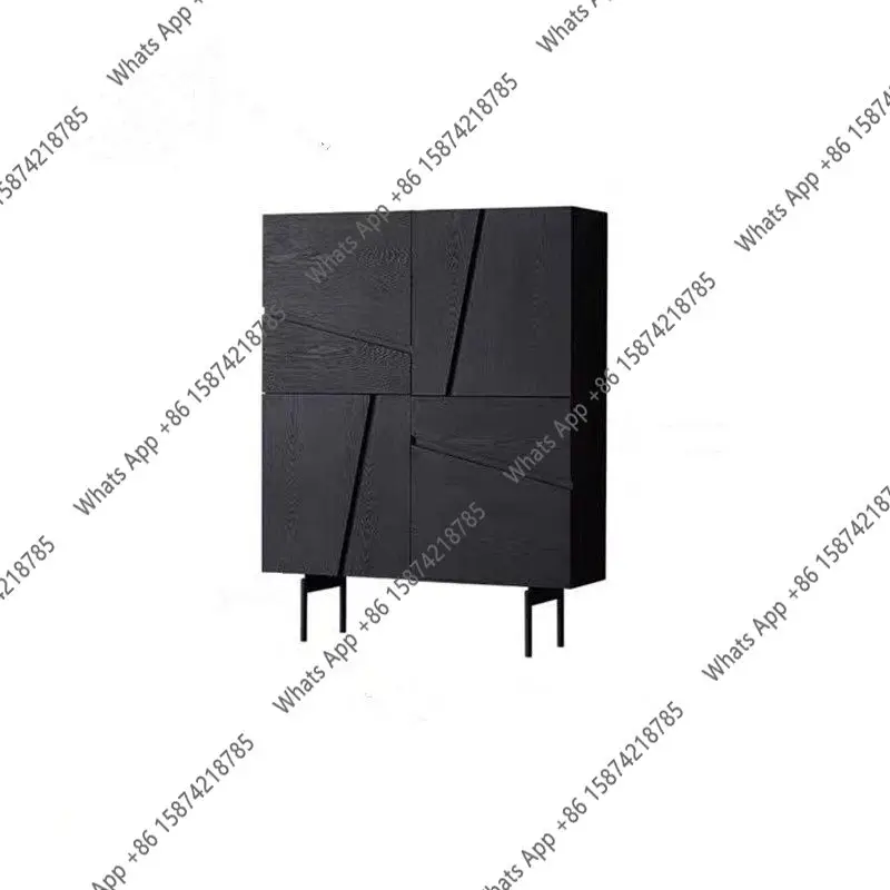 Modern Italian simple dining side cabinet creative parquet black oak light luxury small apartment storage shoe cabinet