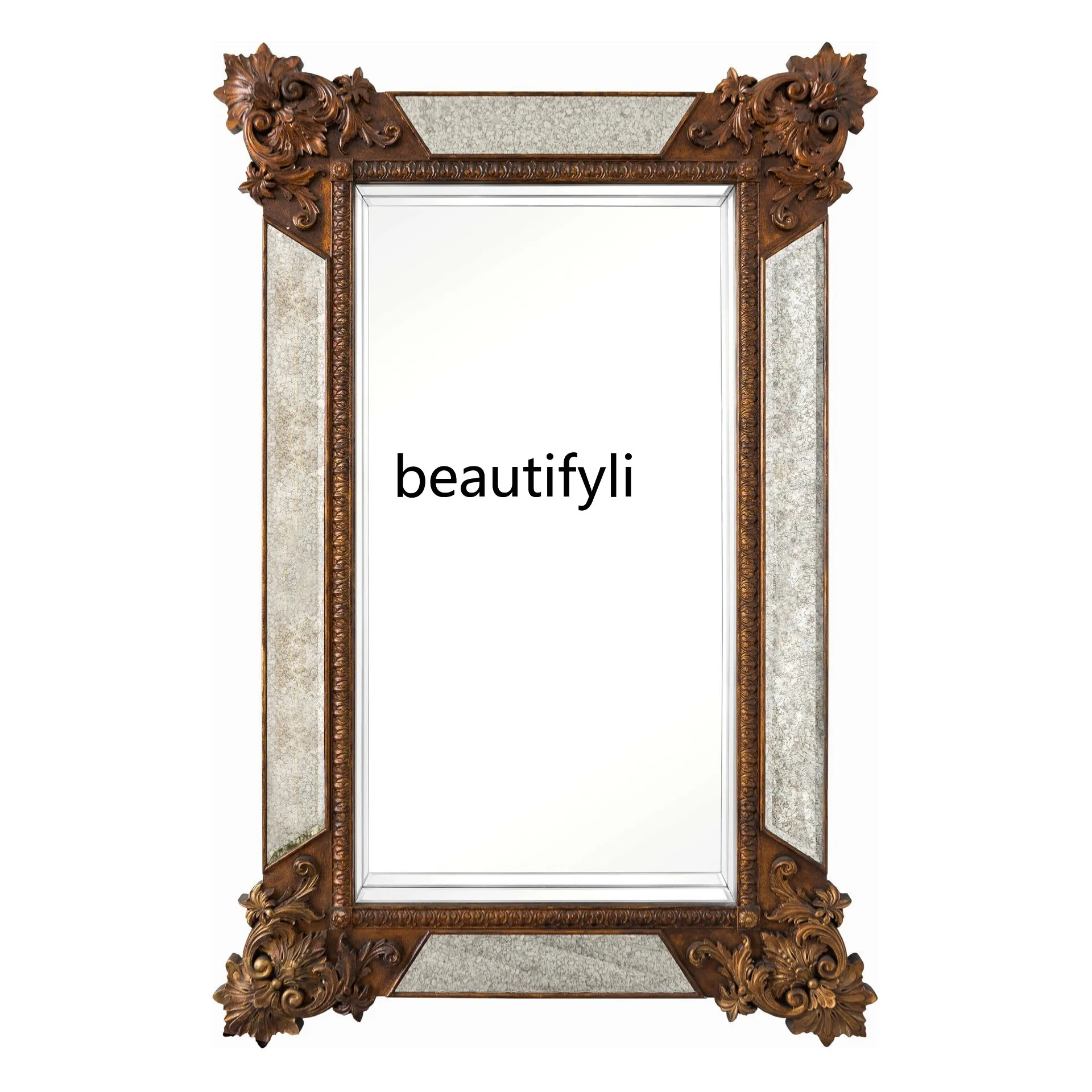 

French Full-Length Mirror Wall-Mounted Dressing Mirror Living Room Bedroom Floor Mirror American Style Decorative