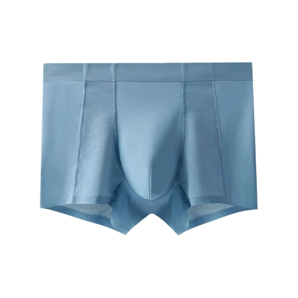 

Простые модные тонкие мужские шелковые трусы-боксеры, сетчатые трусы-боксеры со средней талией из ледяного шелка, бесшовное нижнее белье для мужчин, подарки