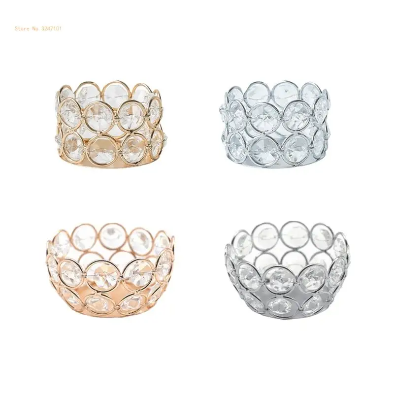 Crystal Votive Metal Holder for Table Tenterpiece Small Bowl Tealight Stand for Wedding Desktops Decors Dropship