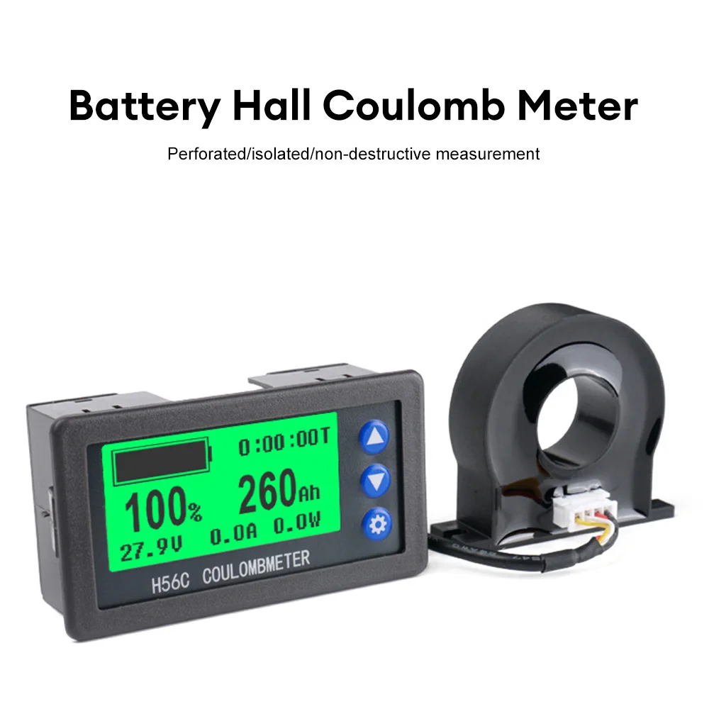 

H56CH LCD Hall Coulomb Meter Voltage Current Power Meter Display DC 9-100V 100A 200A 300A 400A Digital Voltmeter Ammeter